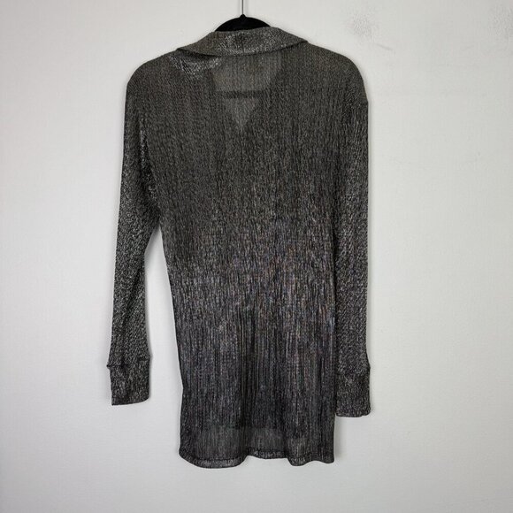 Pilcro Black Metallic Sheer Button Up Long Sleeve Shirt Size Extra Small - Picture 6 of 6